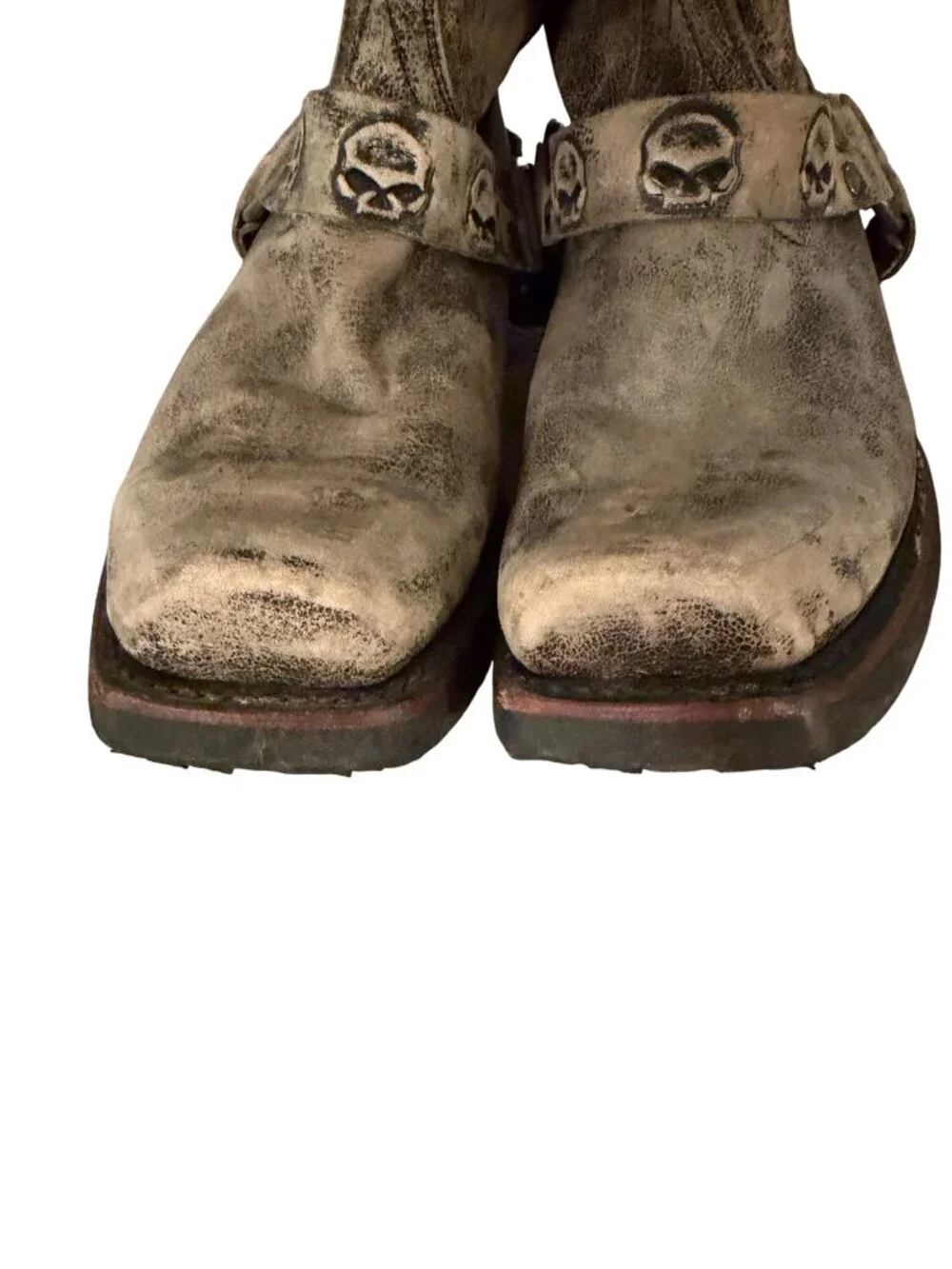 Harley Davidson Mens Rory Skull Strap Pull-on Harness Moto Boots Size 9 Leather